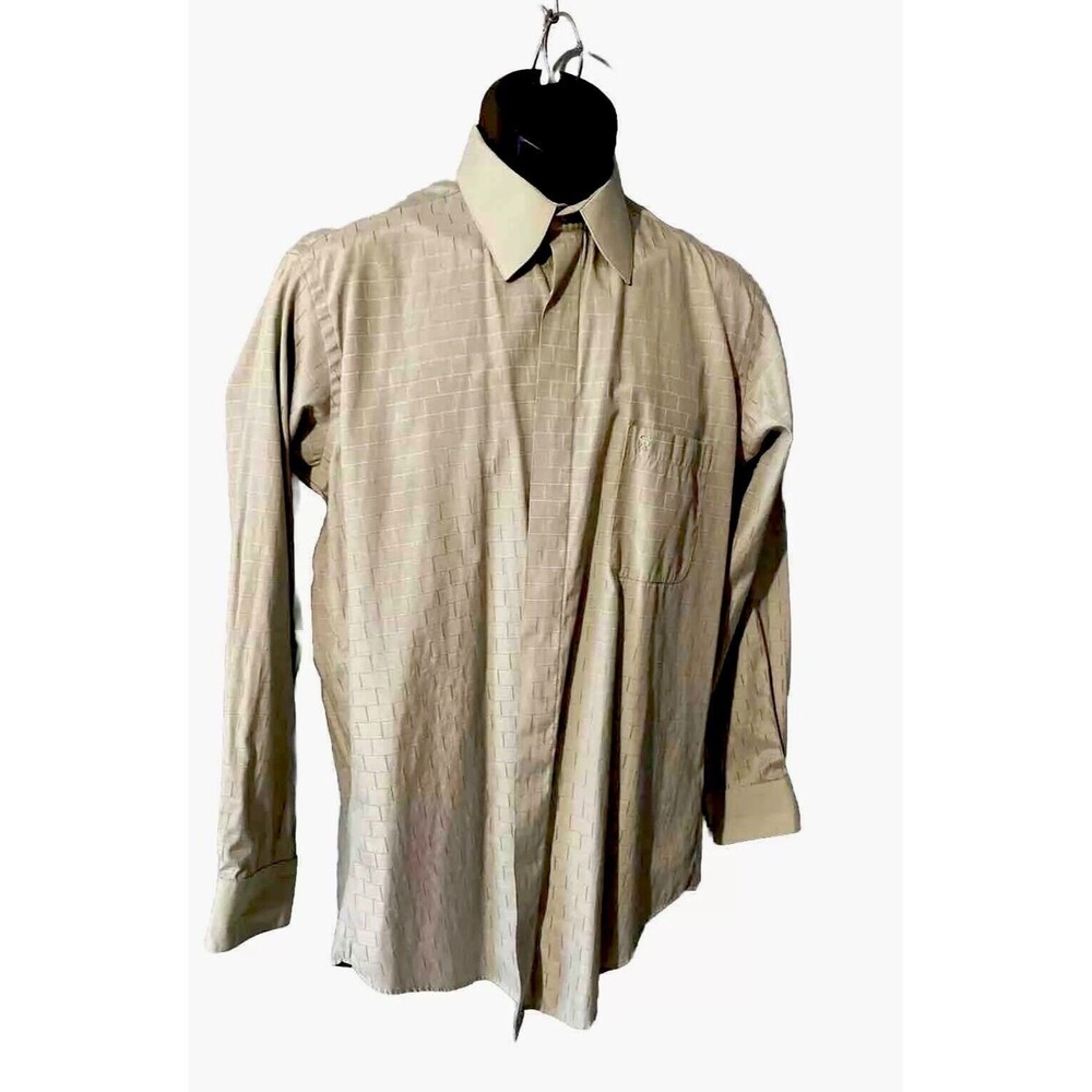 Stacy Adams Dress‎ Shirt Mens 15.5 32-33 Green Hidden Buttons